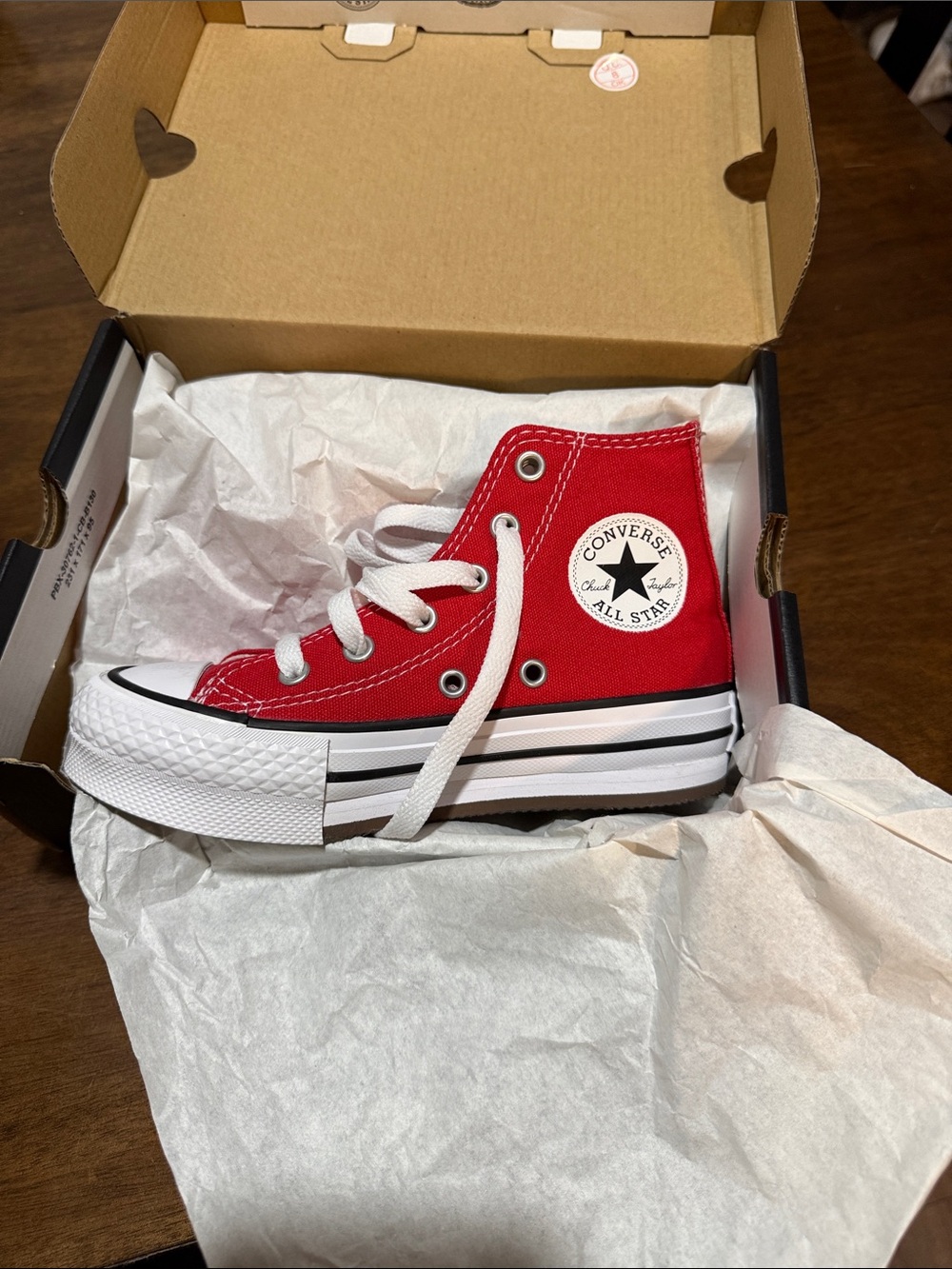 Converse Red and White High-Top Kids Sneakers